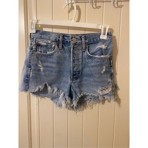 Agolde Distressed Parker Cut Off Button Fly Denim Shorts Size 24 A026-811